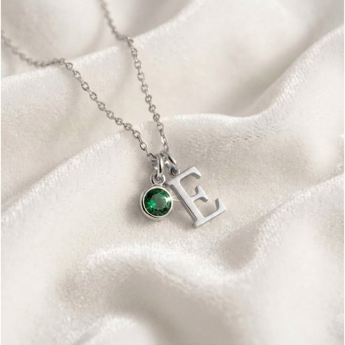 Initial Necklace with Birthstone Custom Initial Necklace