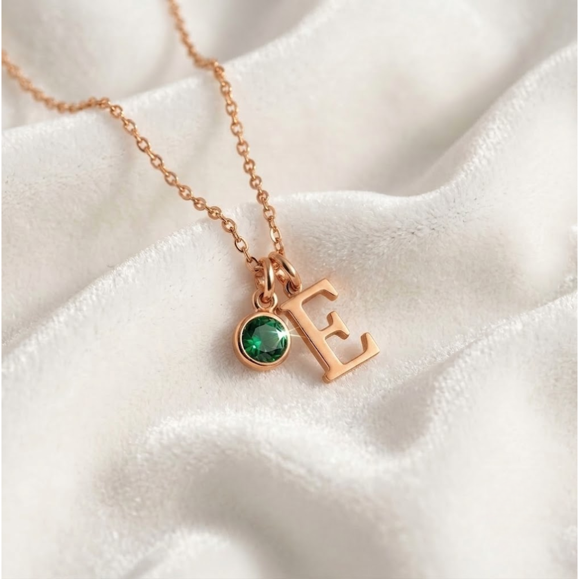 Initial Necklace with Birthstone Custom Initial Necklace