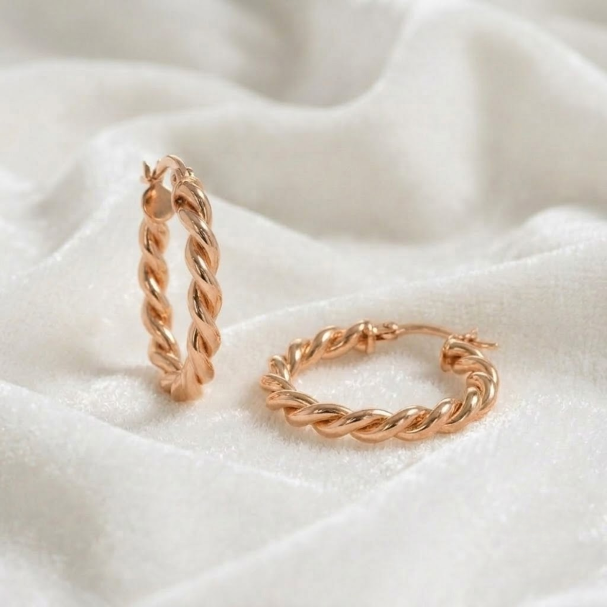 14K Gold Twist Seil Ohrringe 20MM Seilkette Creolen