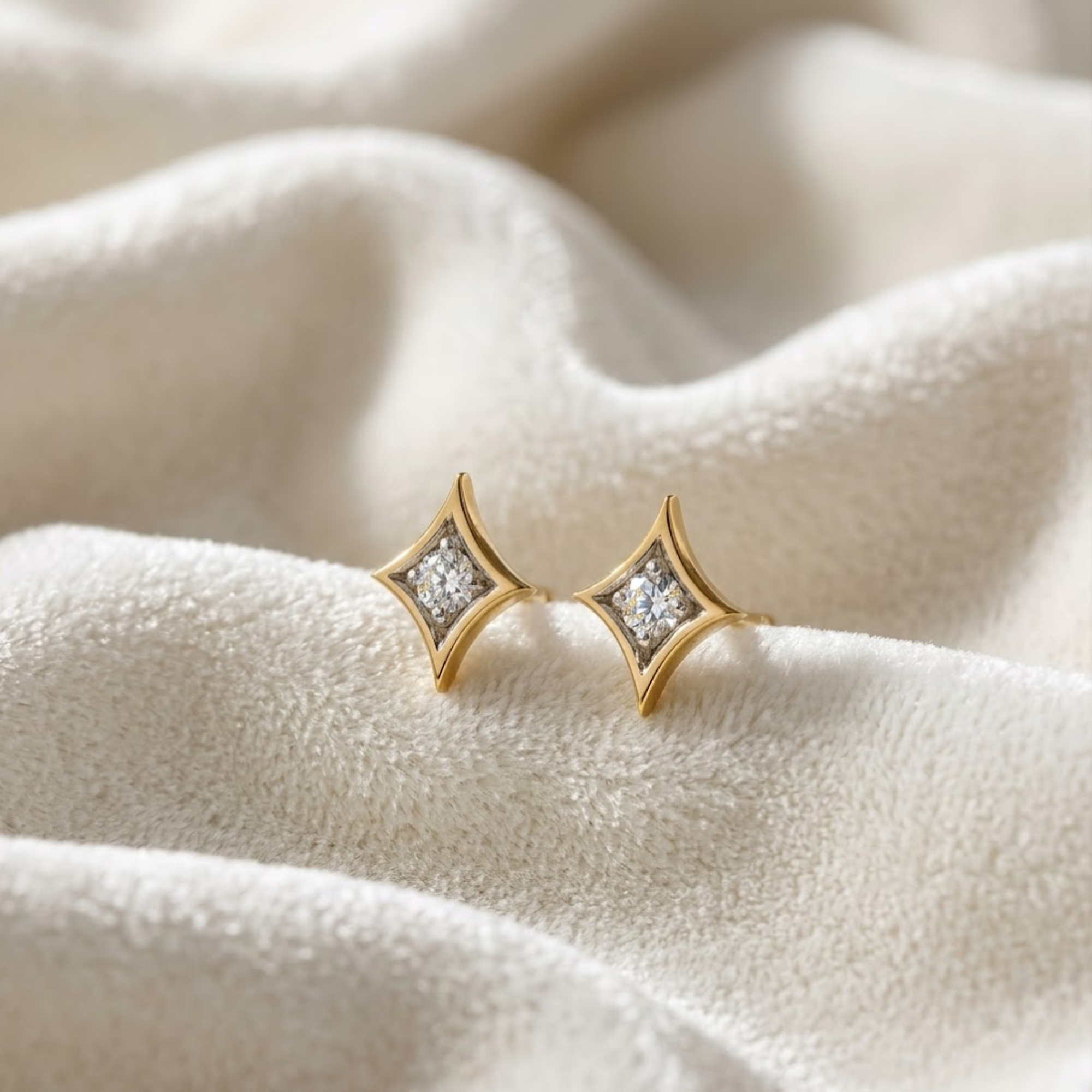 Gold North Star Stud Earring