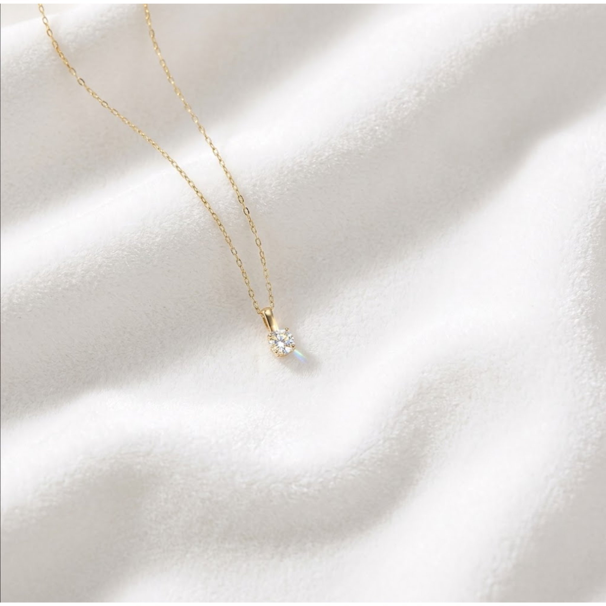 Gold Diamond Solitaire Necklace