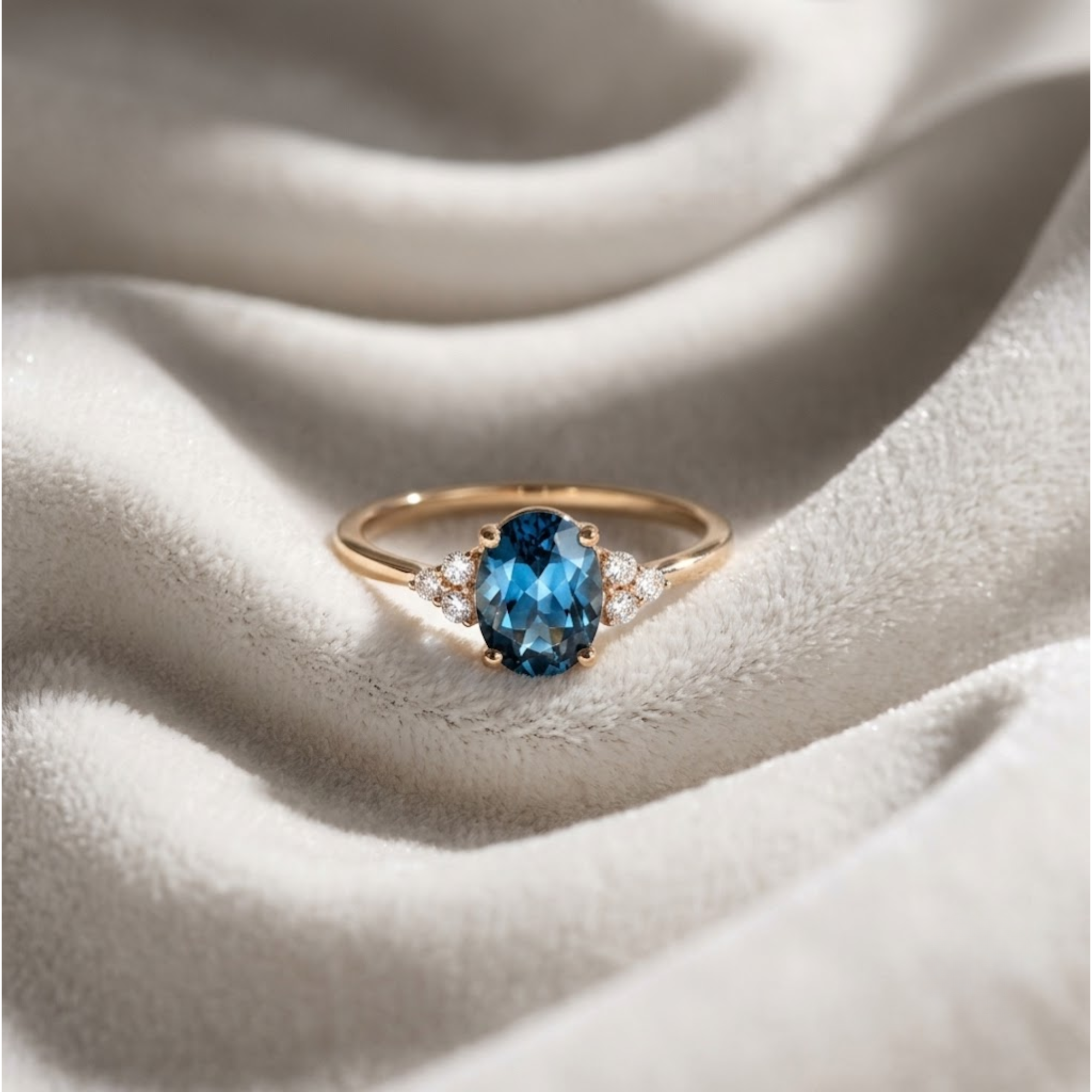 London Blue Topaz Diamond Engagement Ring