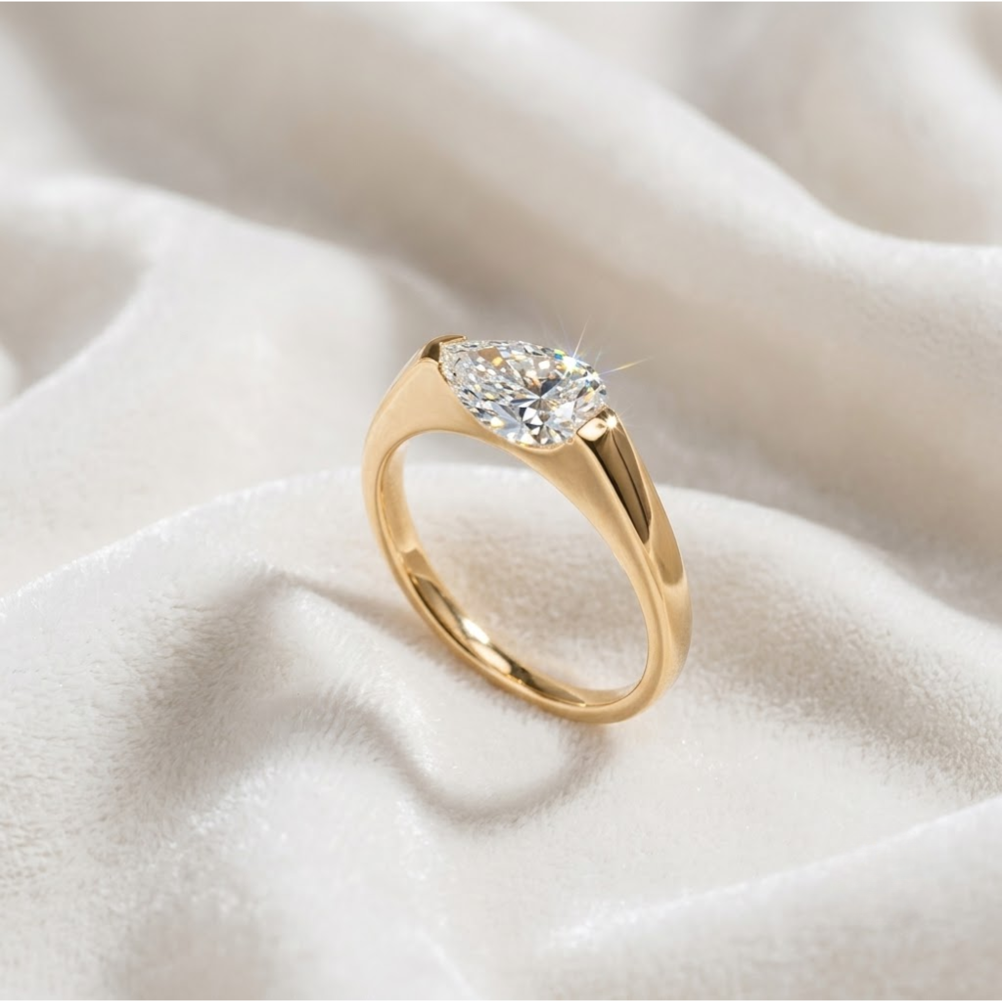 Pear Cut Diamond Solitaire Engagement Ring
