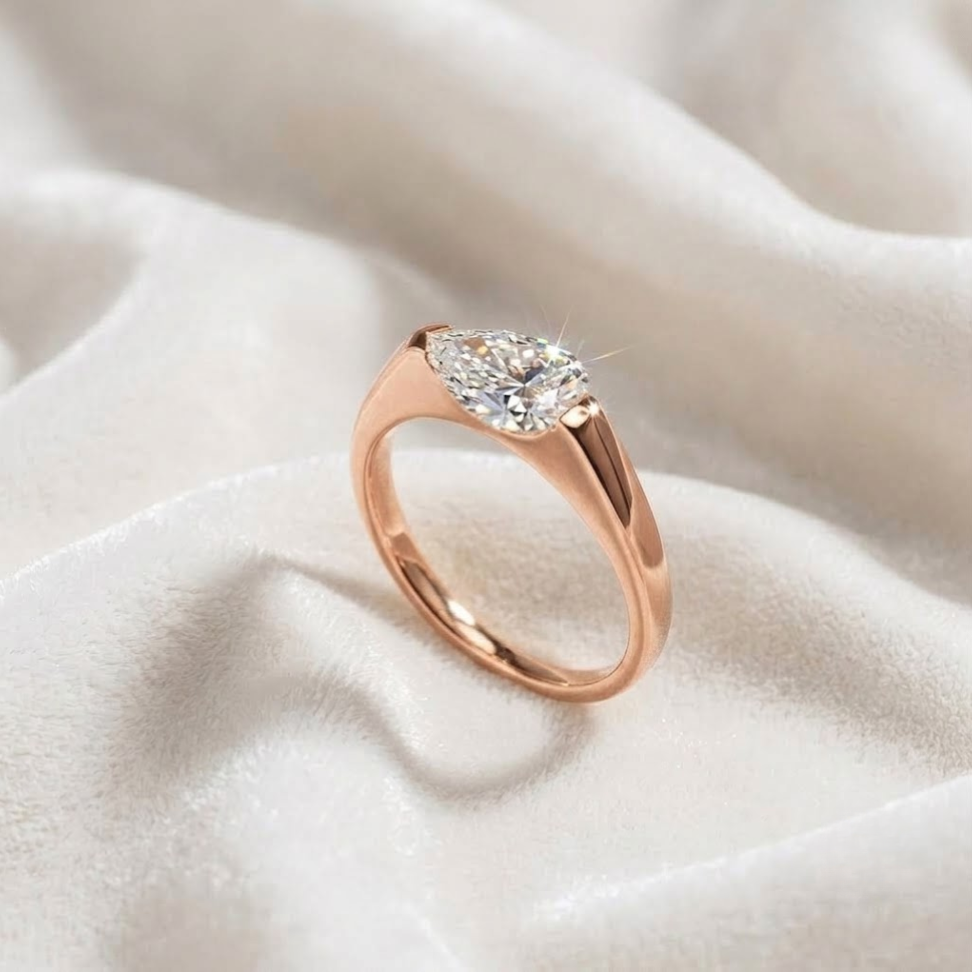 Pear Cut Diamond Solitaire Engagement Ring