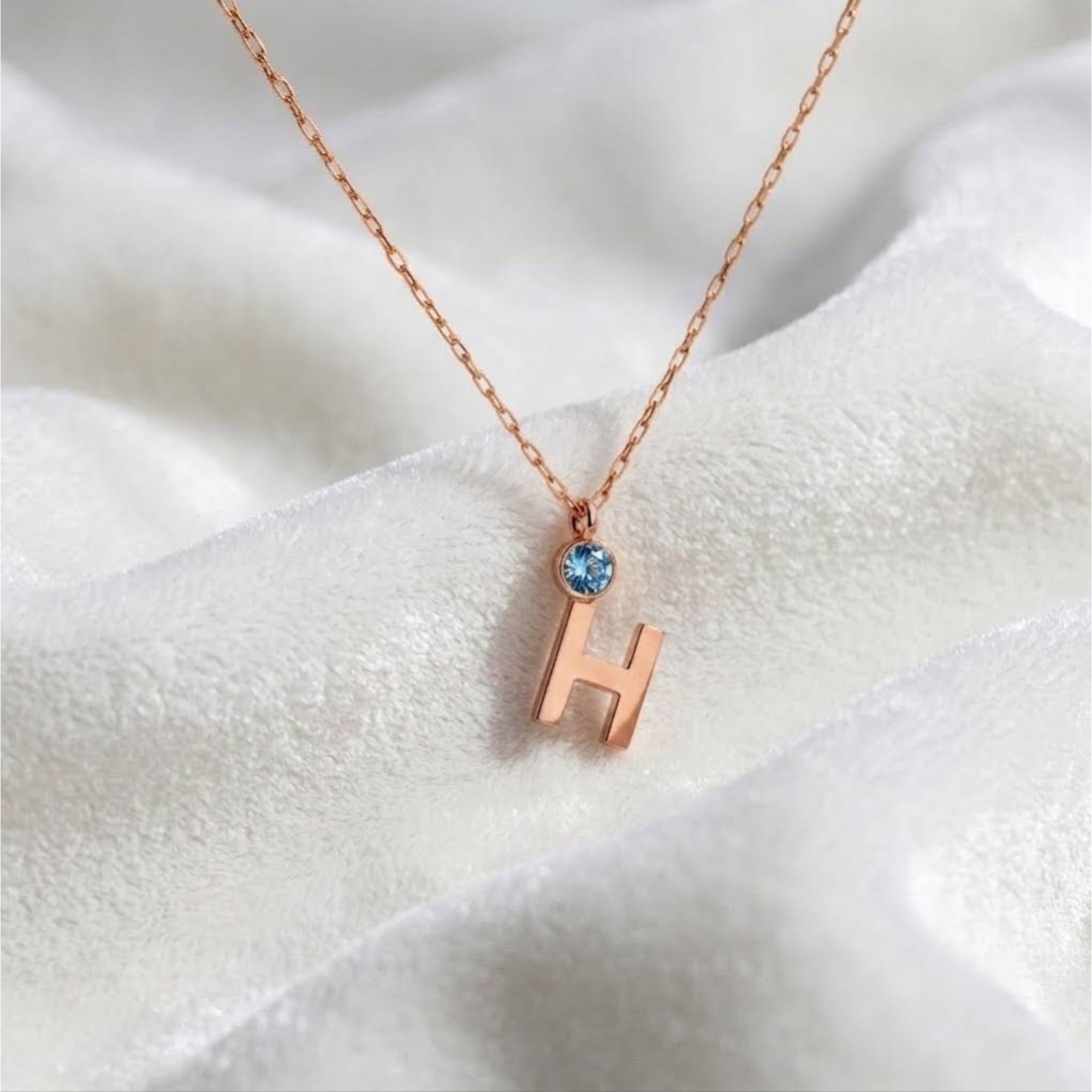Gold Initial Birthstone Necklace