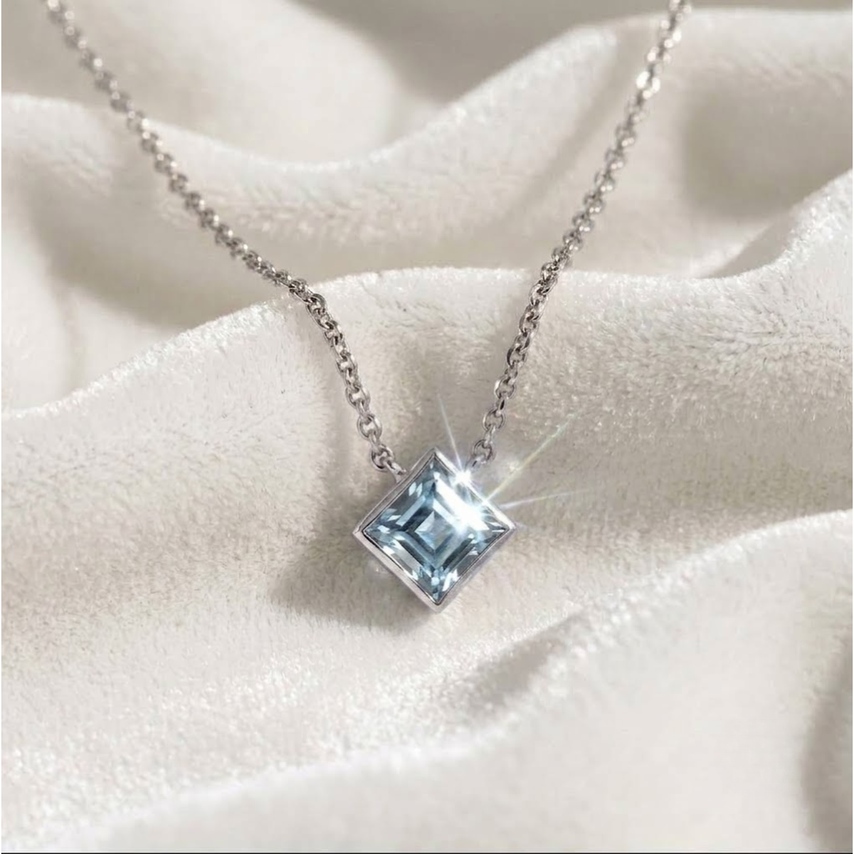 Asscher Cut Bezel Set London Blue Topaz Pendant