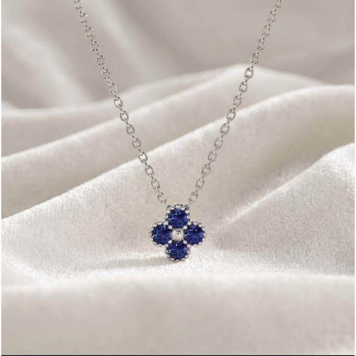 Sapphire Flower Pendant Dainty Luxury Floral Necklace