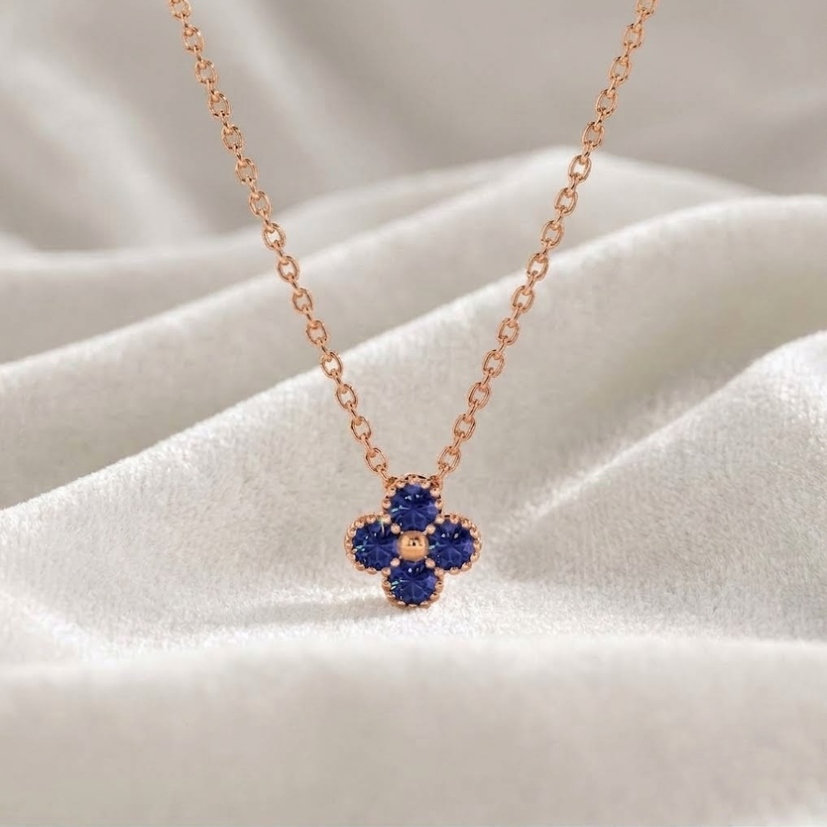 Sapphire Flower Pendant Dainty Luxury Floral Necklace