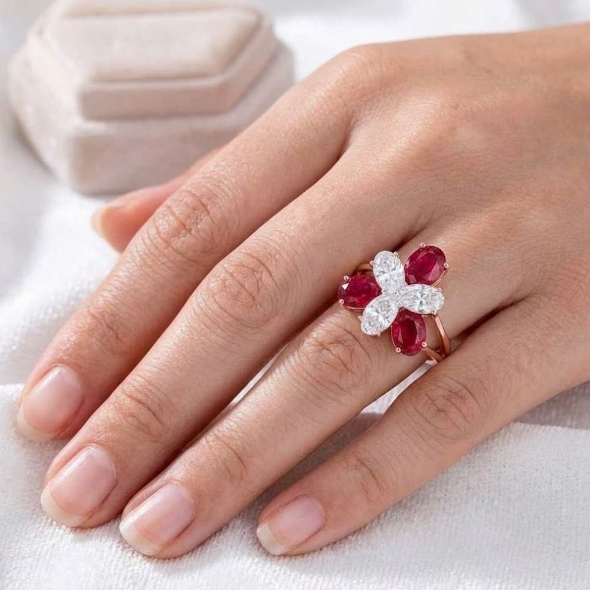14k Massivgold Rubin Ovalschliff Geburtssteinring