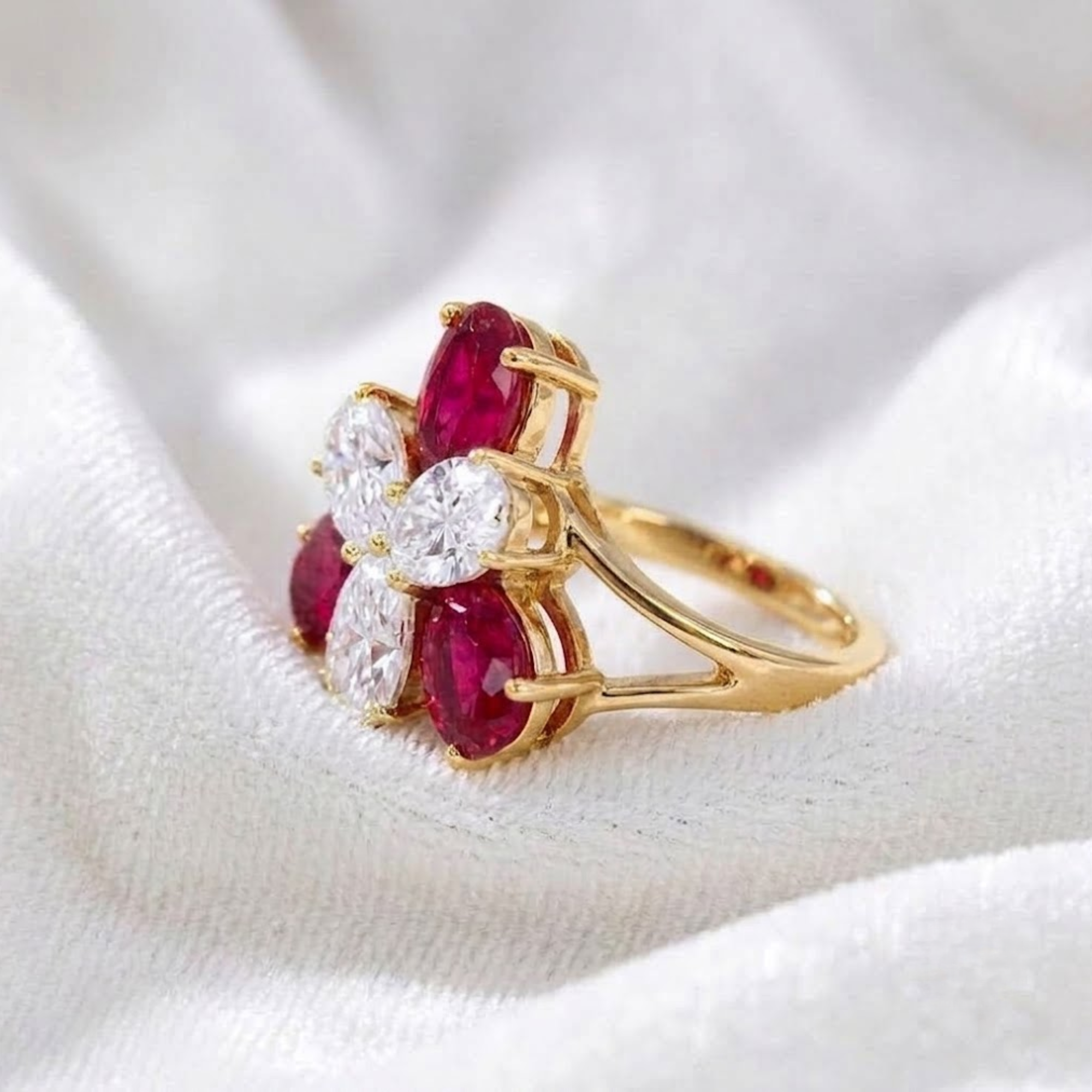 Ruby Oval Cut Birthstone Ring