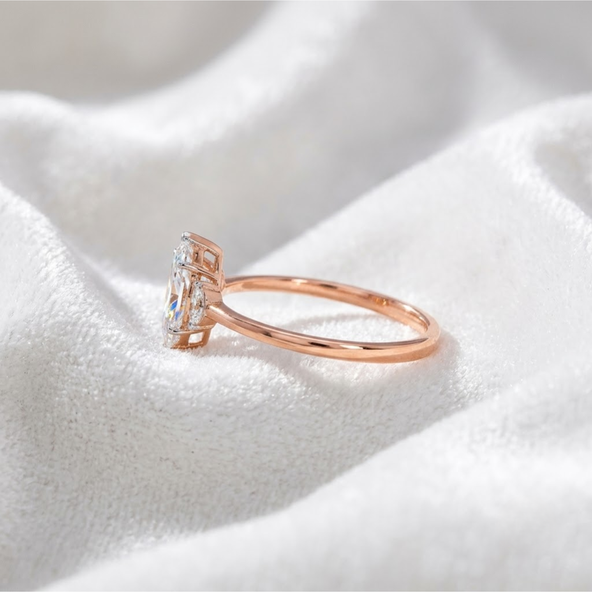 Unique Engagement Marquise Created Solitaire Ring