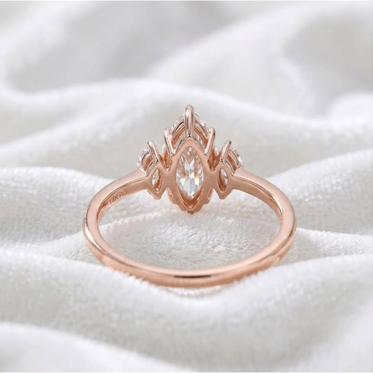 Unique Engagement Marquise Created Solitaire Ring