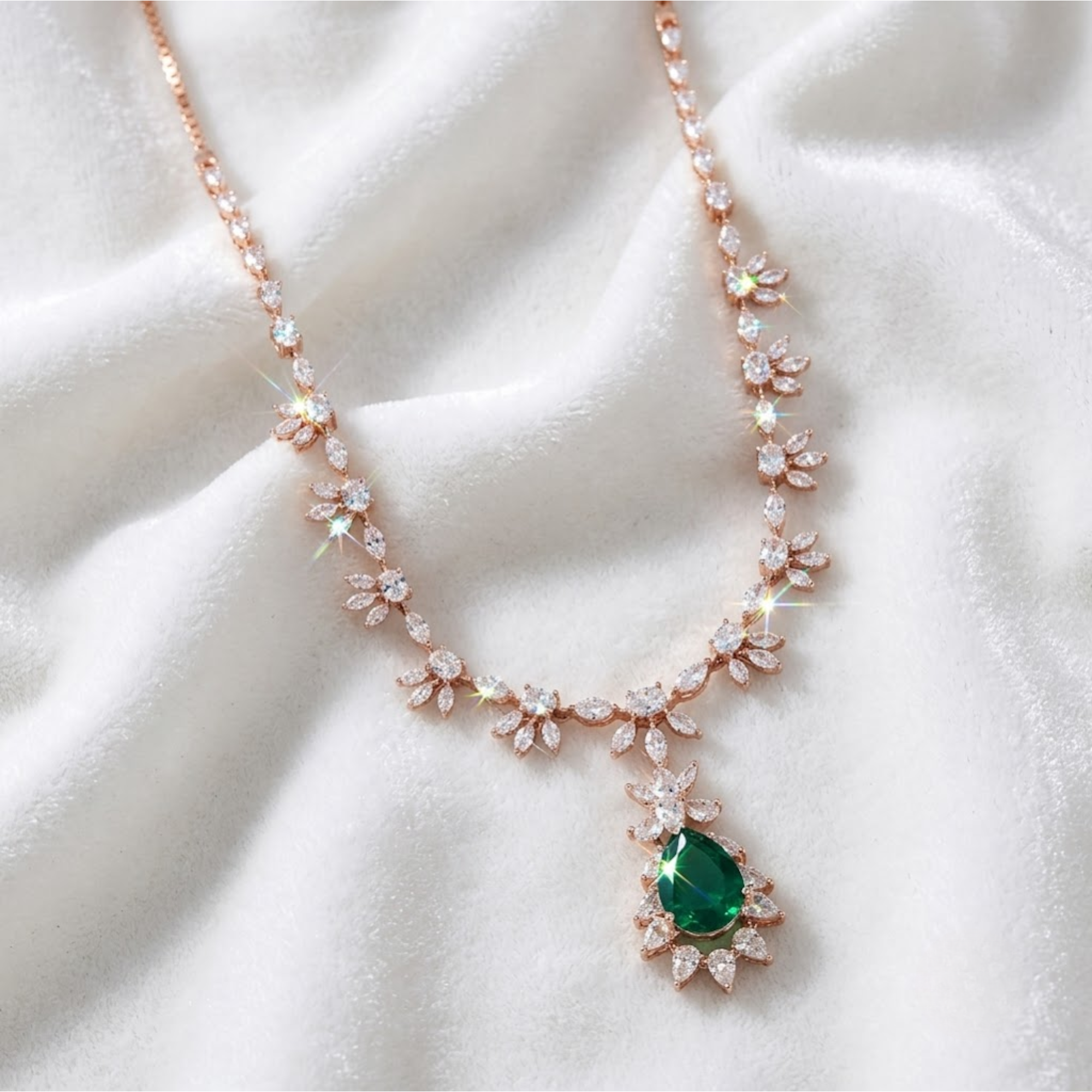 Tennis Multi Shape Diamond Necklace with Earring Set