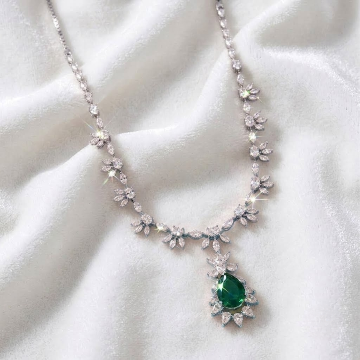Tennis Multi Shape Diamond Necklace with Earring Set