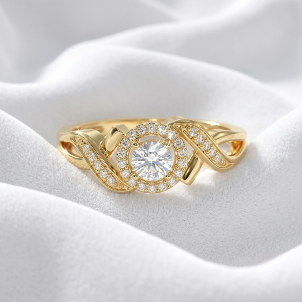 Gold Round Lab Grown Diamond Engagement Ring