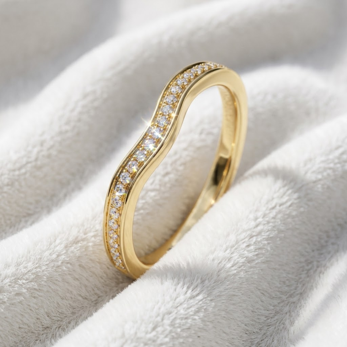 Curved Diamond Stacking Wedding Band