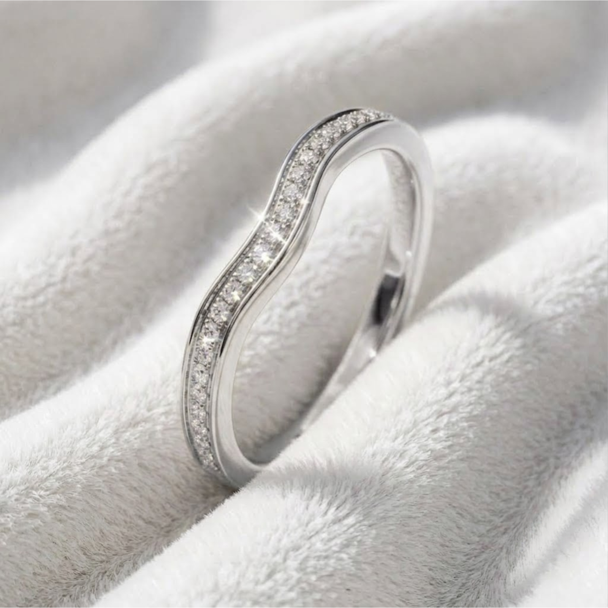 Curved Diamond Stacking Wedding Band