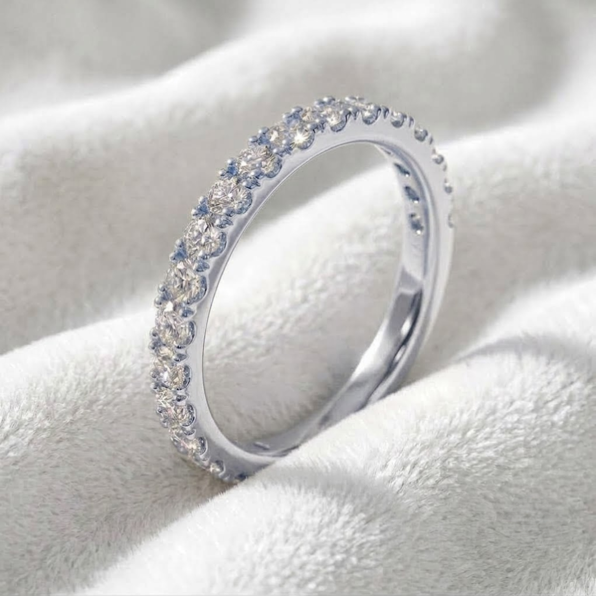 Wedding Womens Pave Half Eternity Band