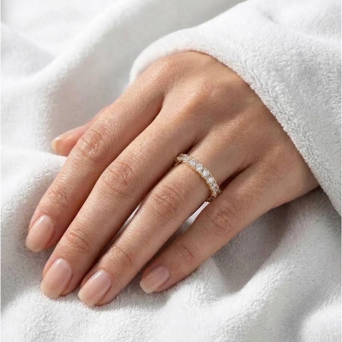Wedding Womens Pave Half Eternity Band
