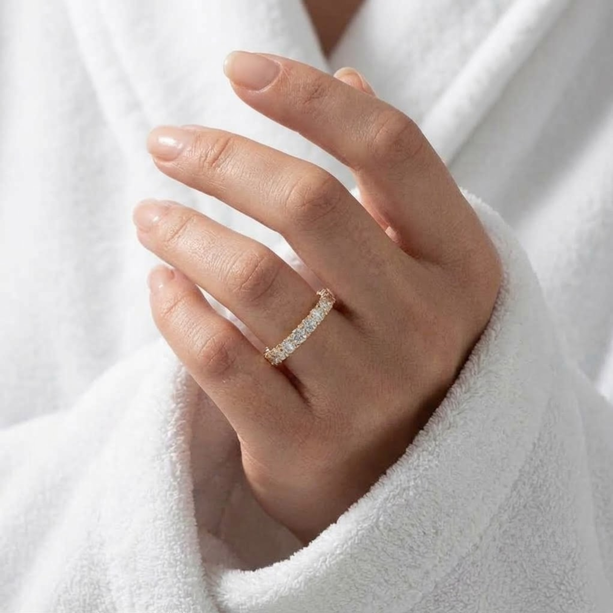 Wedding Womens Pave Half Eternity Band