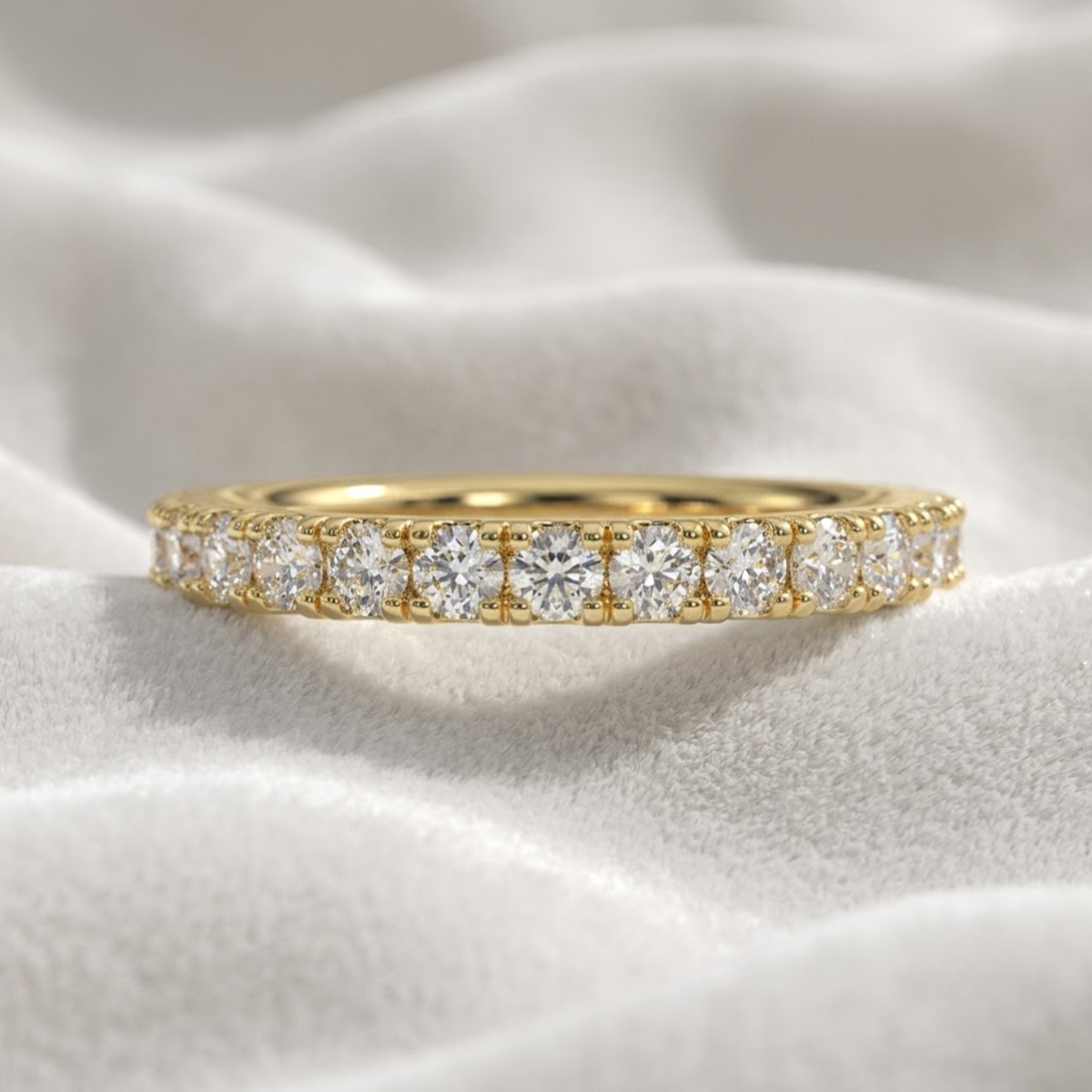 Wedding Womens Pave Half Eternity Band