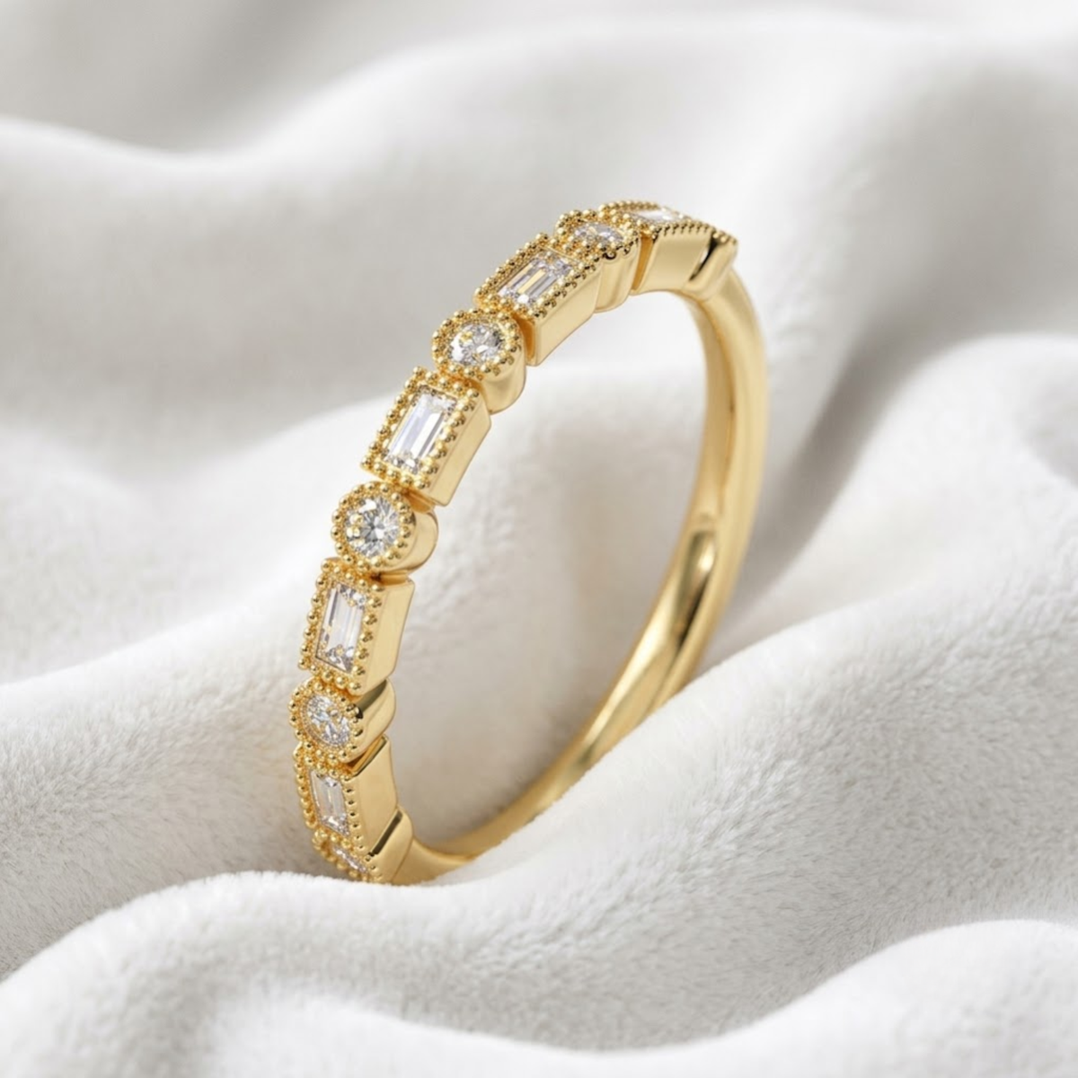 Mix Shape Lab Grown Diamond Wedding Band