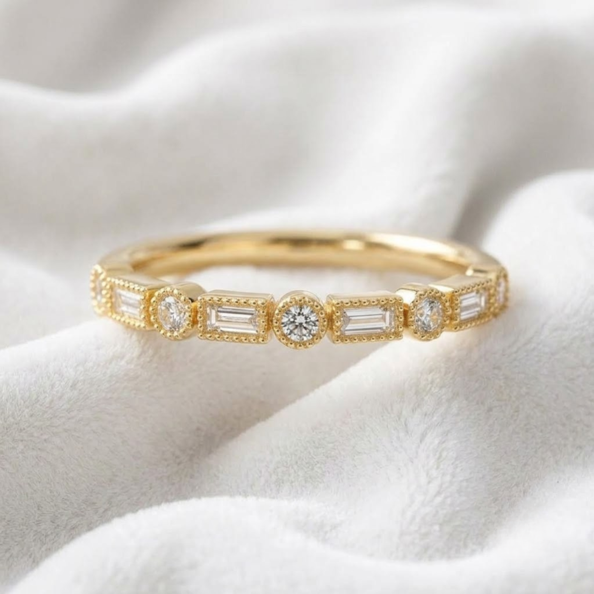 Mix Shape Lab Grown Diamond Wedding Band