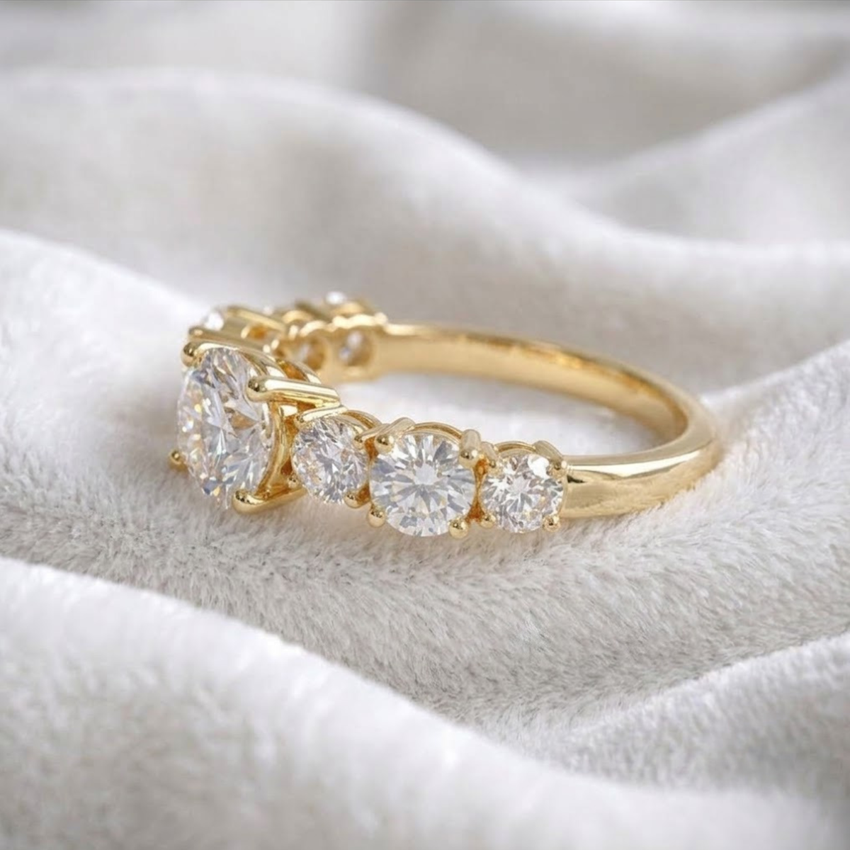 Round Cut Lab Grown Diamond Simple Engagement Ring