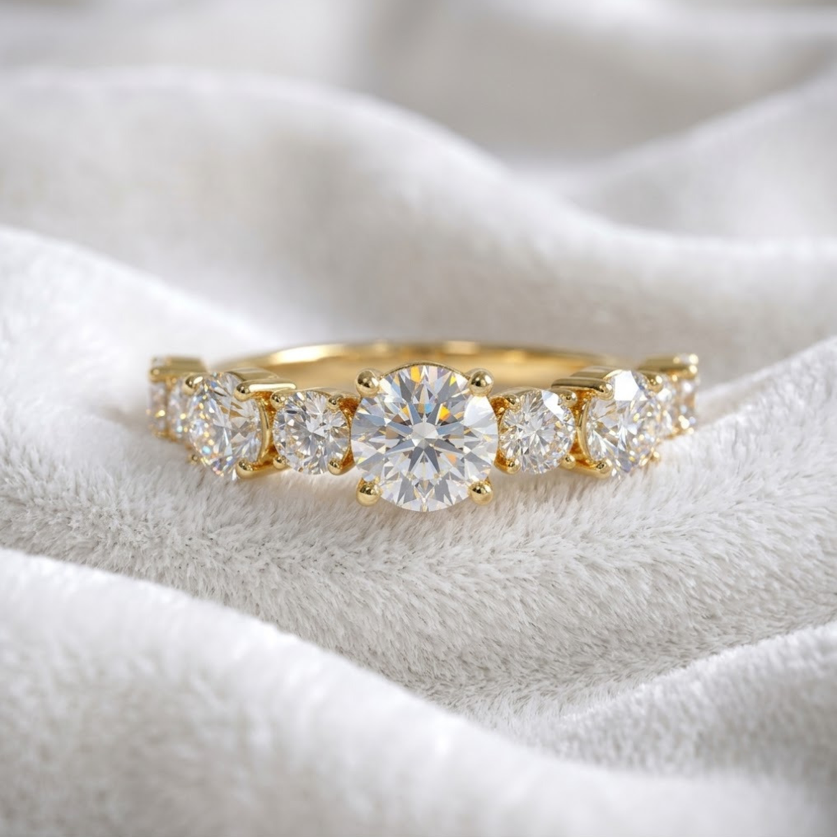 Round Cut Lab Grown Diamond Simple Engagement Ring