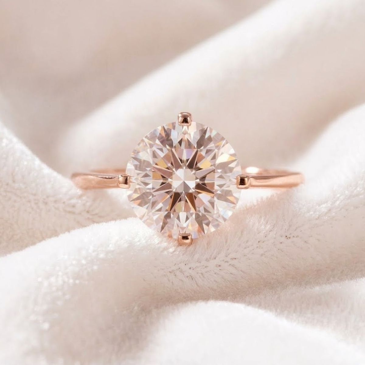 Gold Round Diamond Solitaire Ring