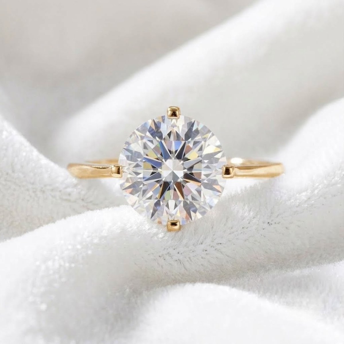 Gold Round Diamond Solitaire Ring