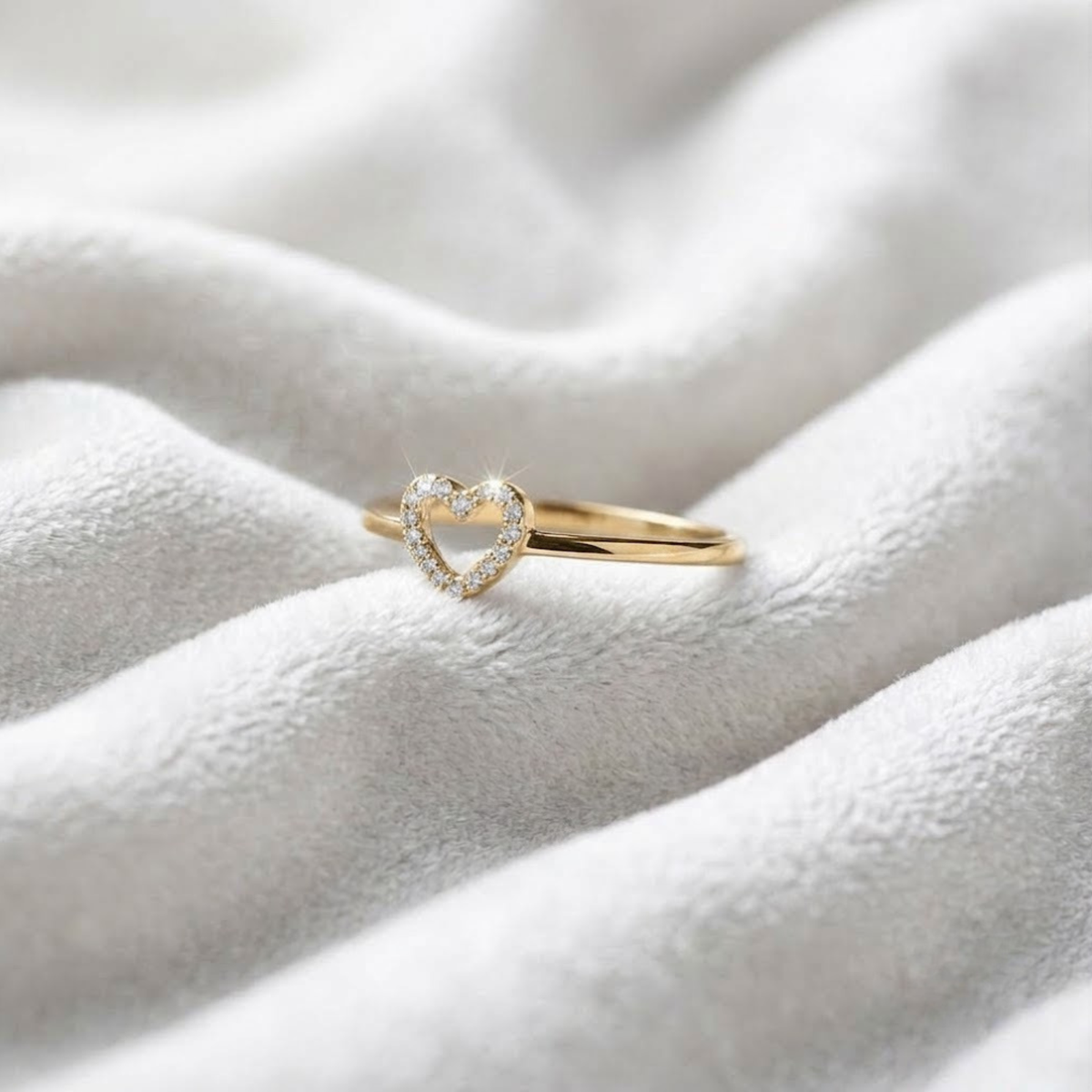 Tiny Diamond Love, Pave Lab Diamond Open Heart Ring