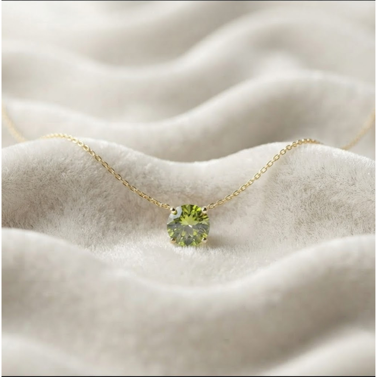 Solid Gold Round Peridot August Birthstone Pendant