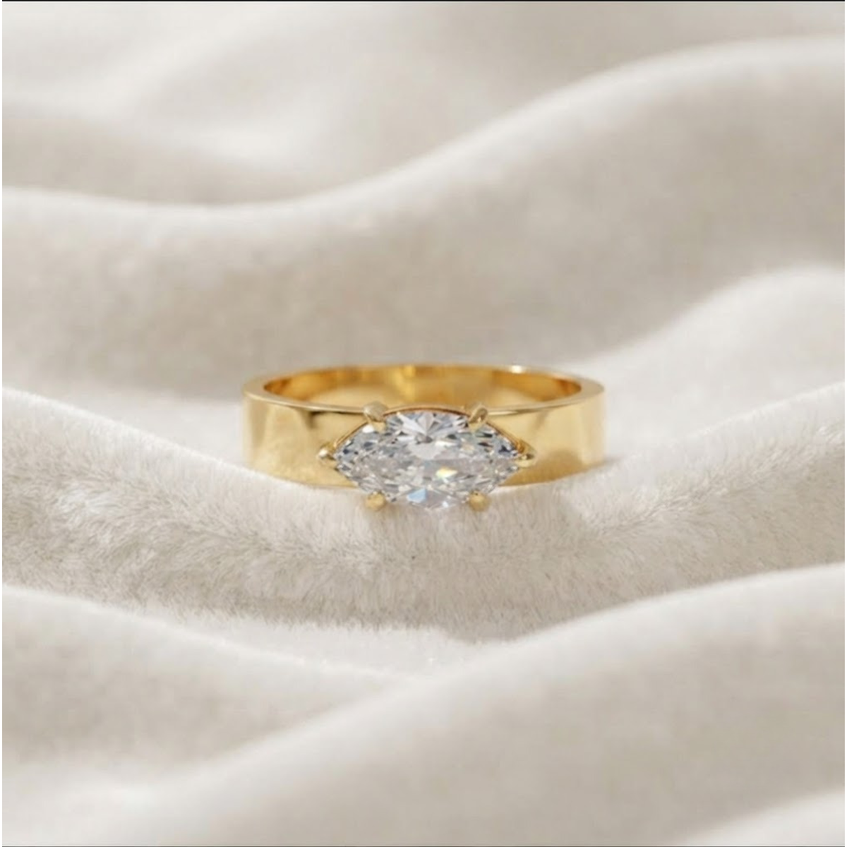 Thick Band Solitaire Engagement Ring