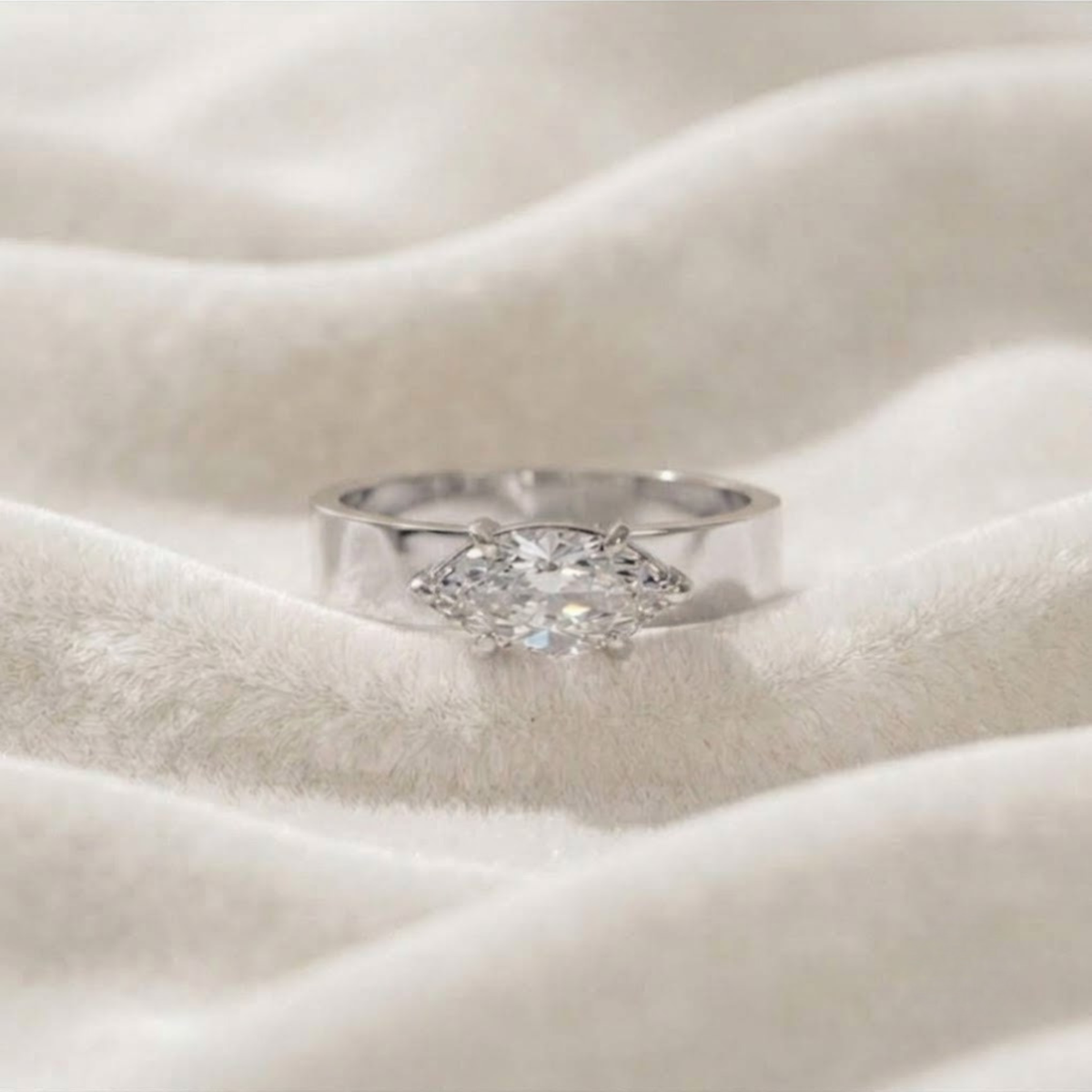 Thick Band Solitaire Engagement Ring