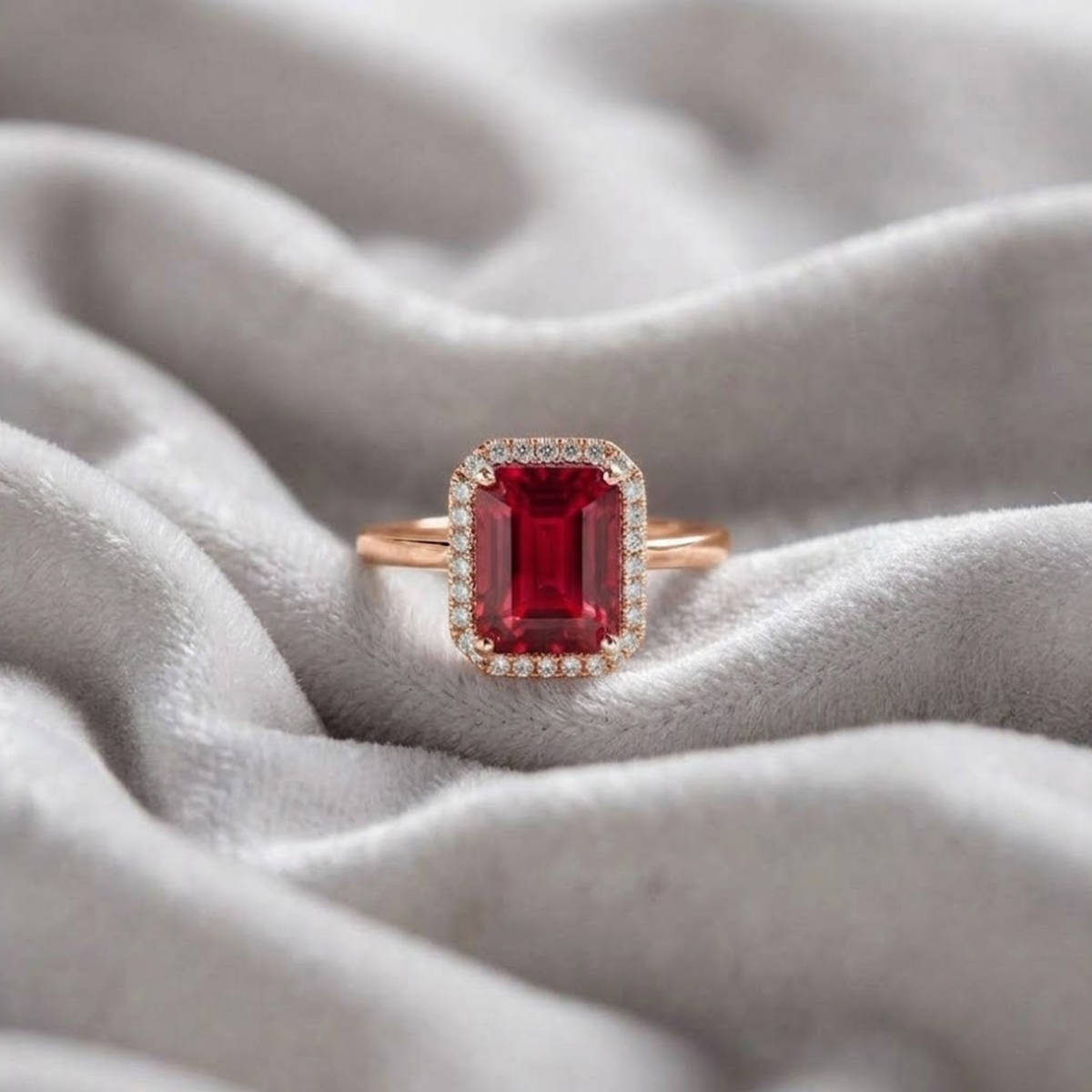 Vintage emerald cut red ruby Solid ring
