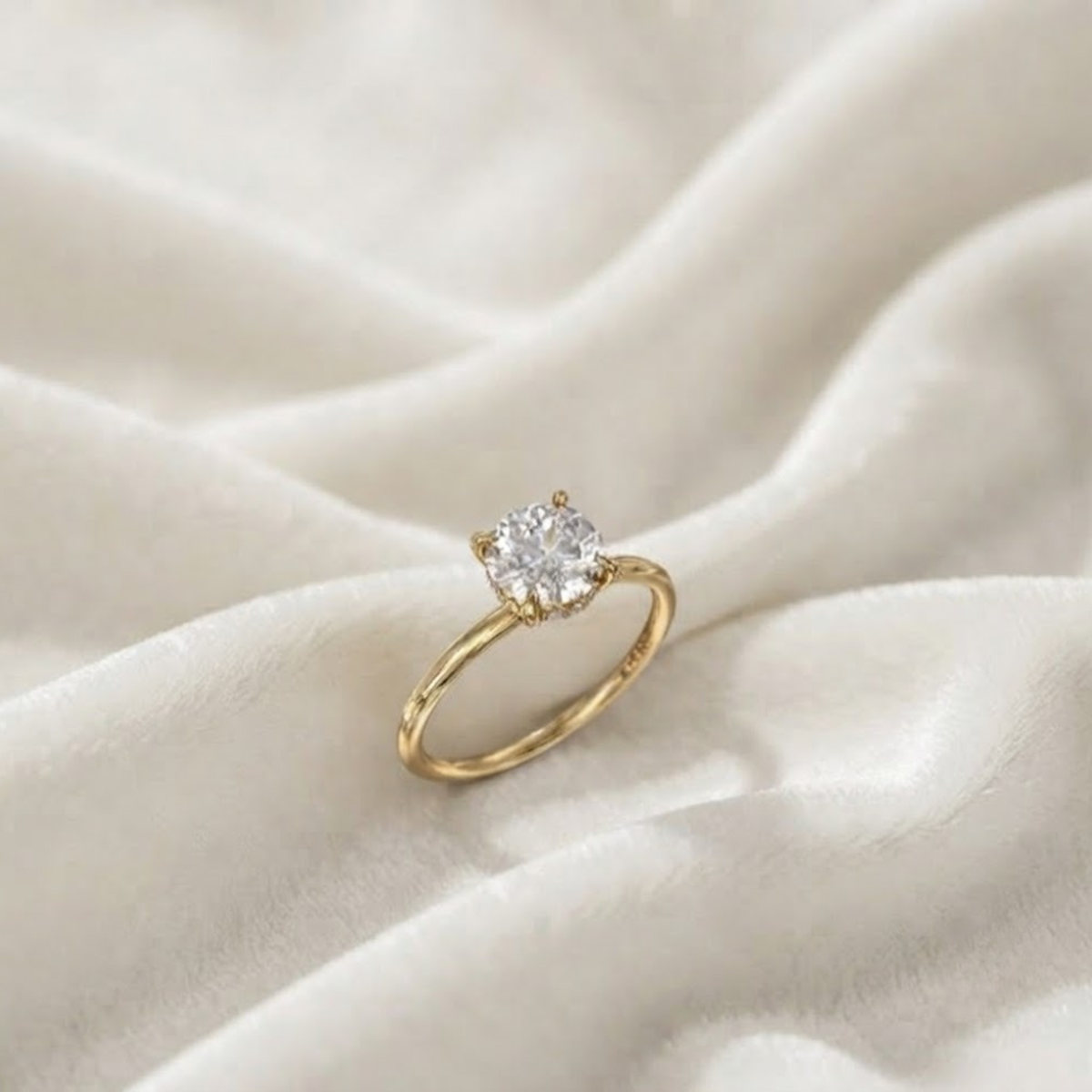 Solitaire Round with Hidden halo Engagement ring
