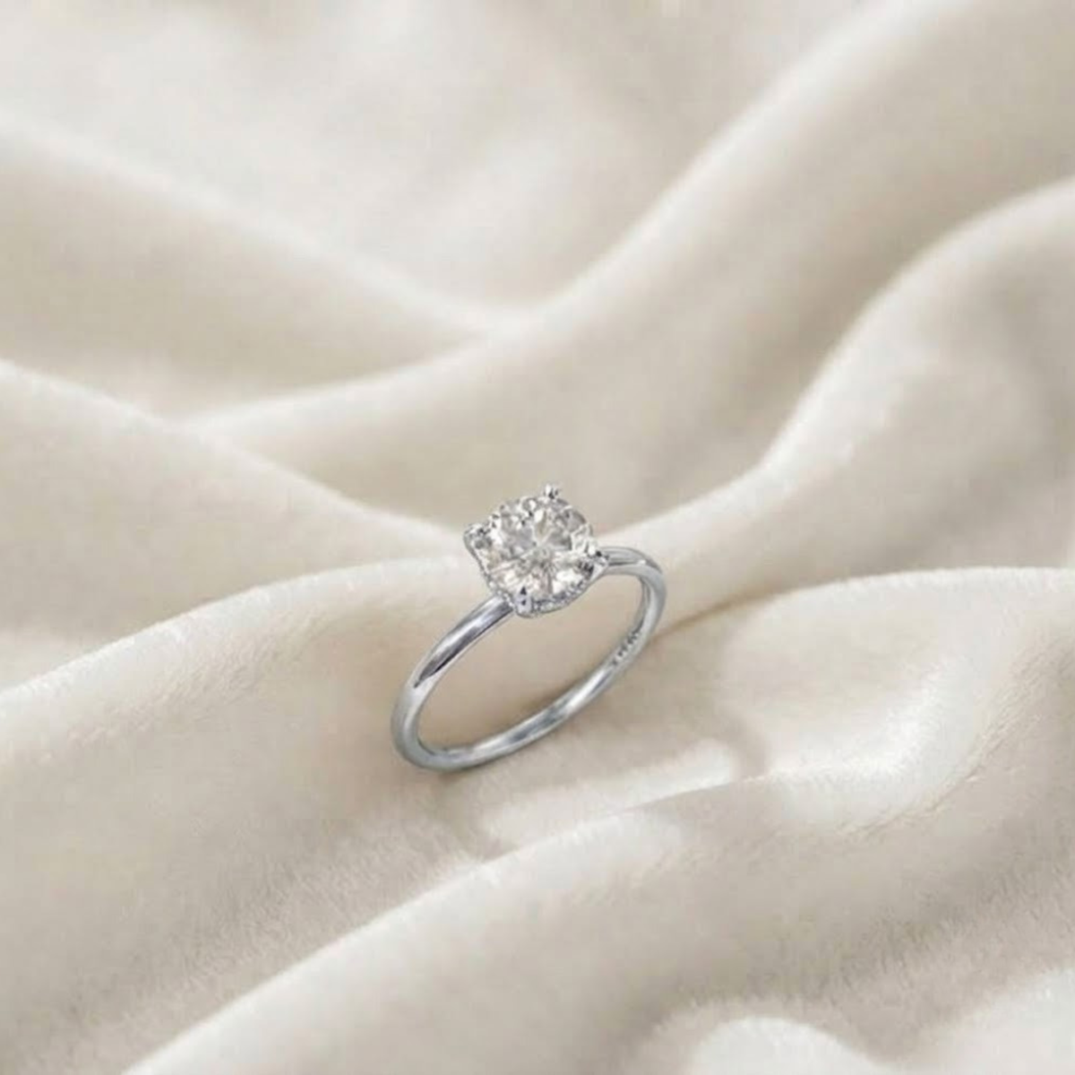 Solitaire Round with Hidden halo Engagement ring