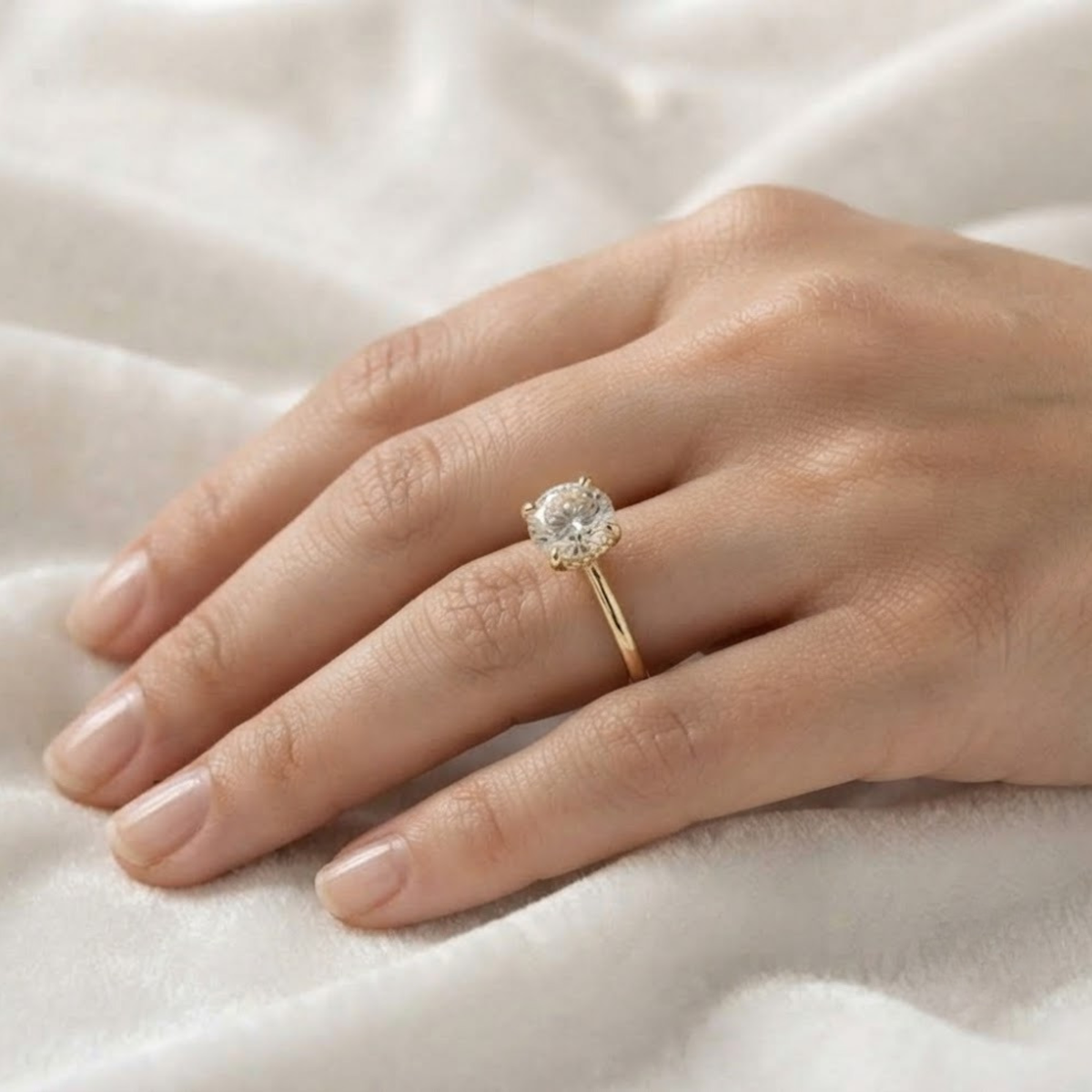 Solitaire Round with Hidden halo Engagement ring