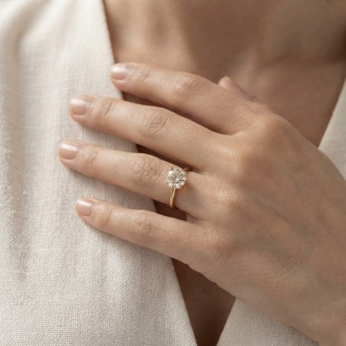 Solitaire Round with Hidden halo Engagement ring