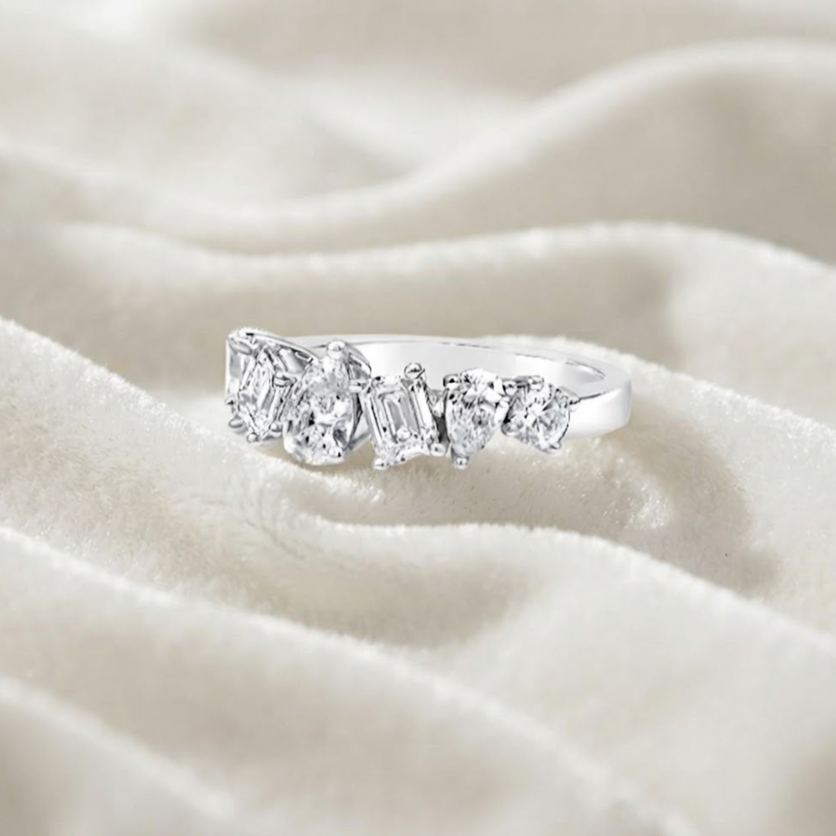 Multi Shaped Half Eternity Ring