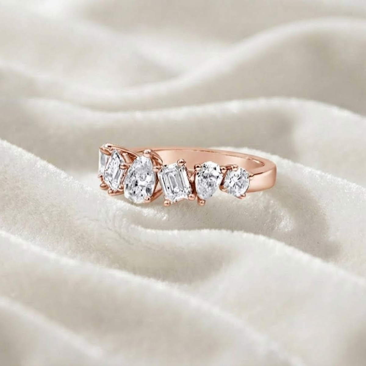 Multi Shaped Half Eternity Ring