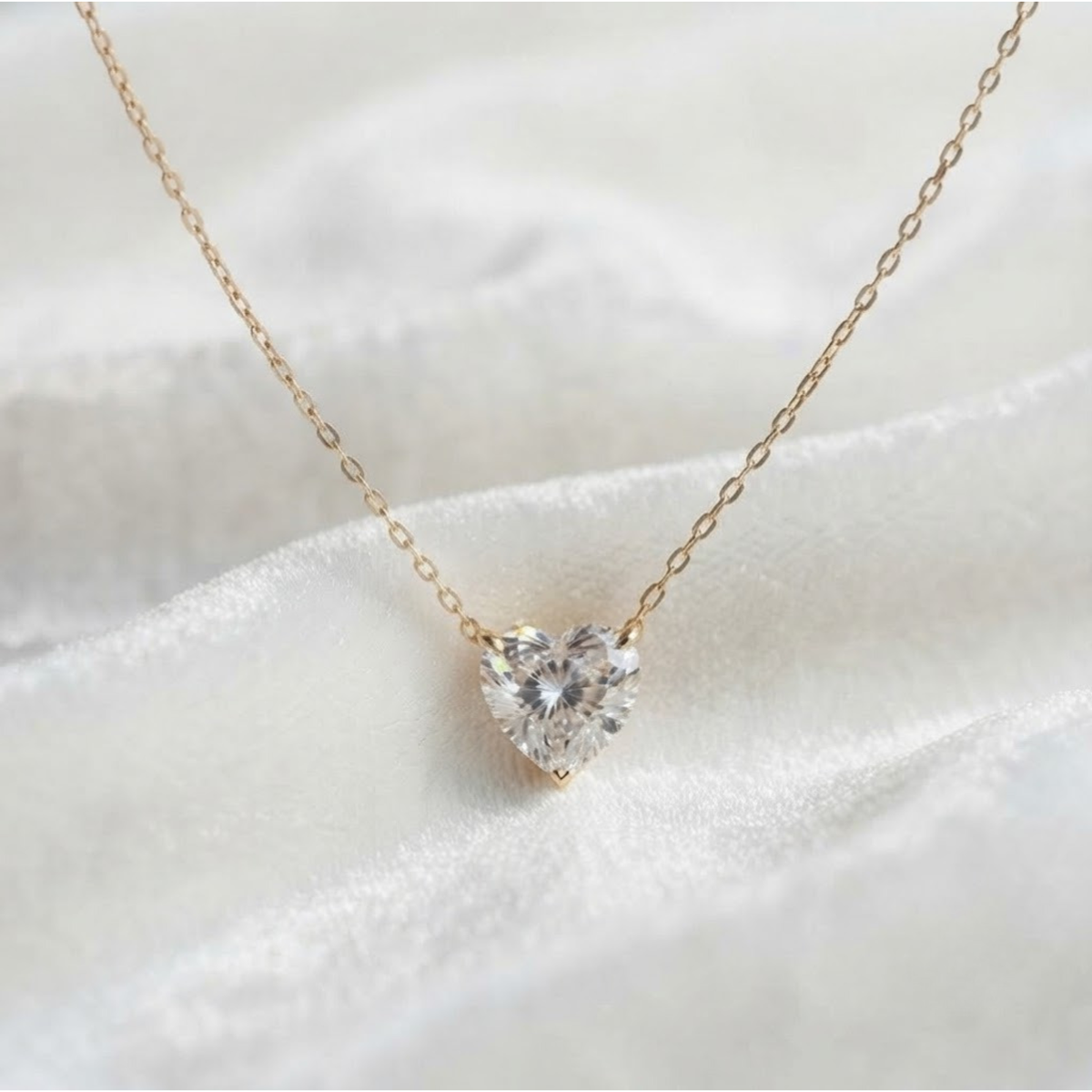 Gold Heart Shape Diamond Necklace