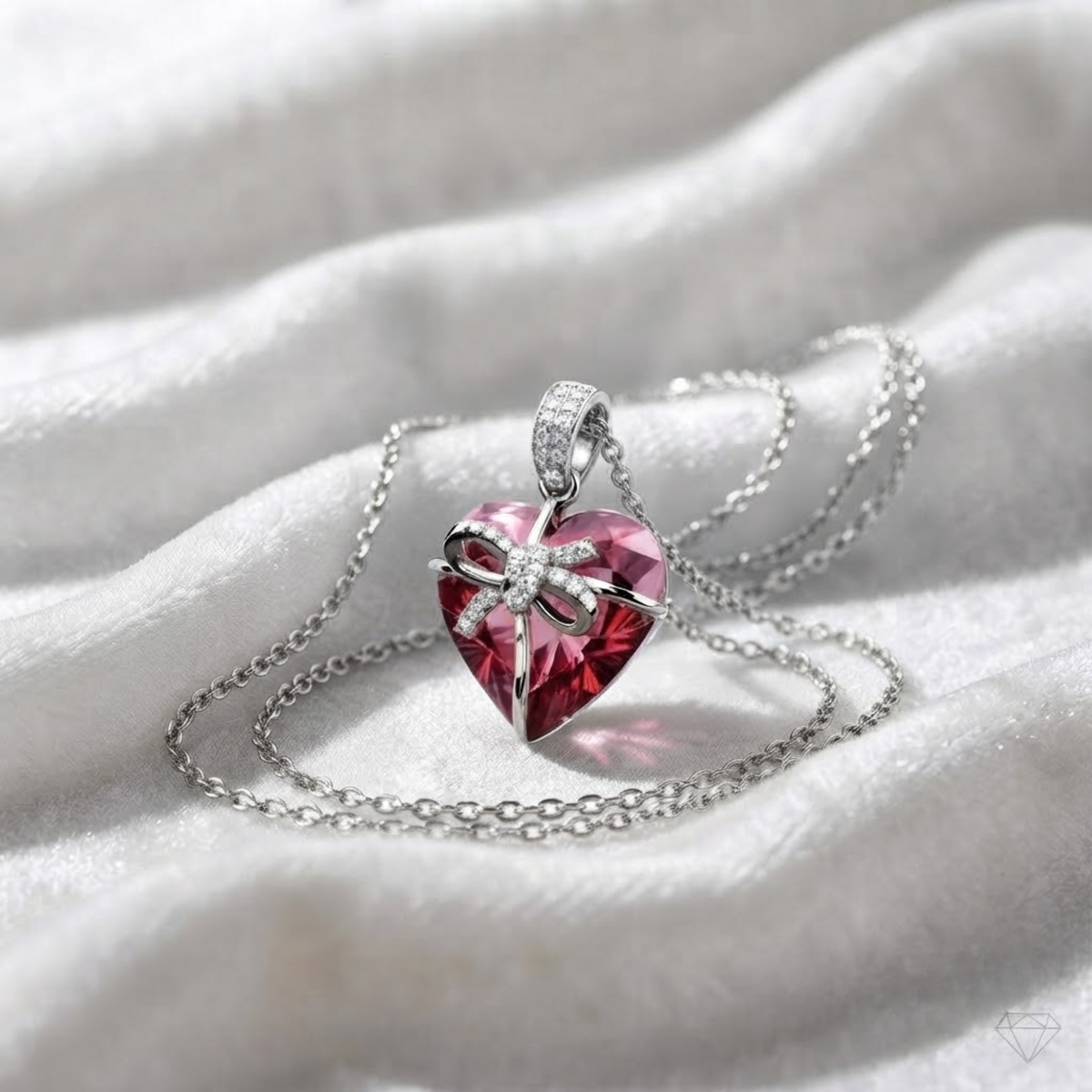Heart Ruby Charm Necklace July Birthstone Pendant