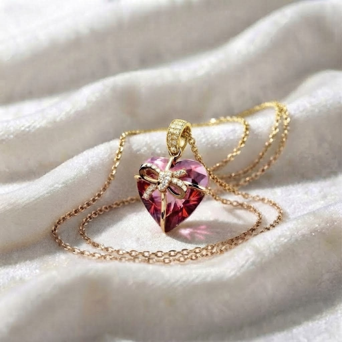 Heart Ruby Charm Necklace July Birthstone Pendant