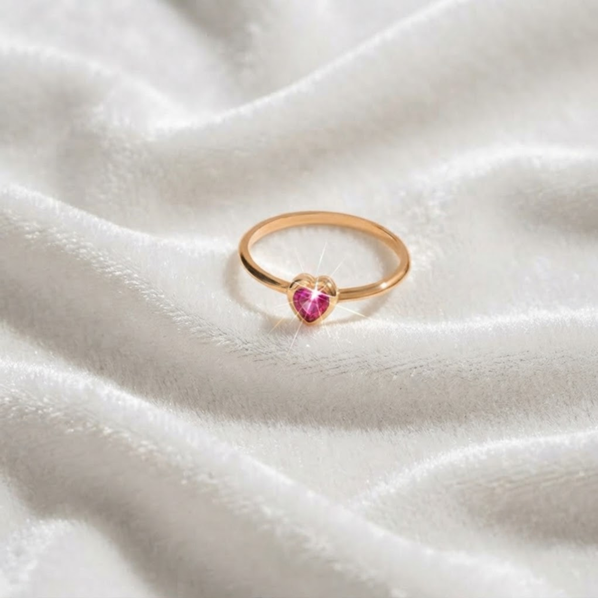 Tiny Heart Ring, Ruby Bezel Pinky Promise Ring