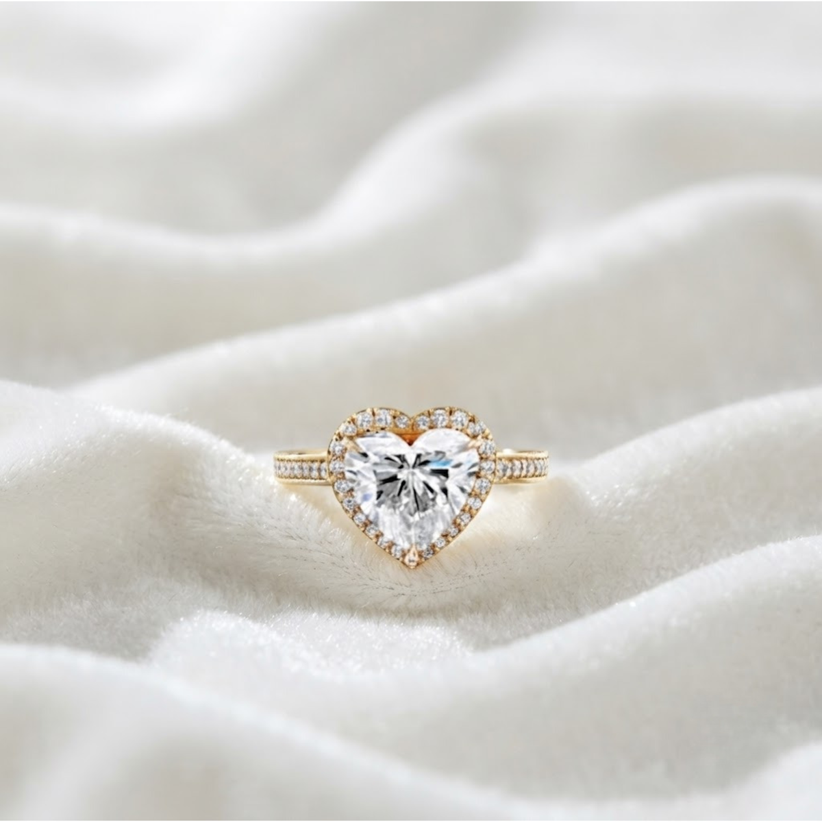 Heart Shape Halo Engagement Ring