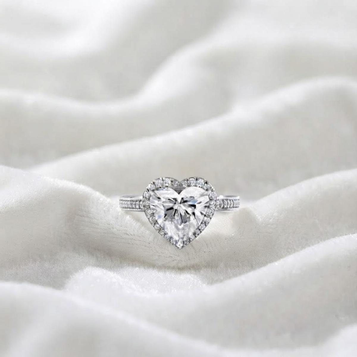 Heart Shape Halo Engagement Ring