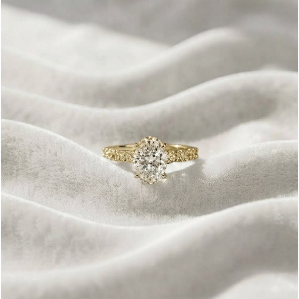 Oval Cut Hidden Halo Engagement Ring
