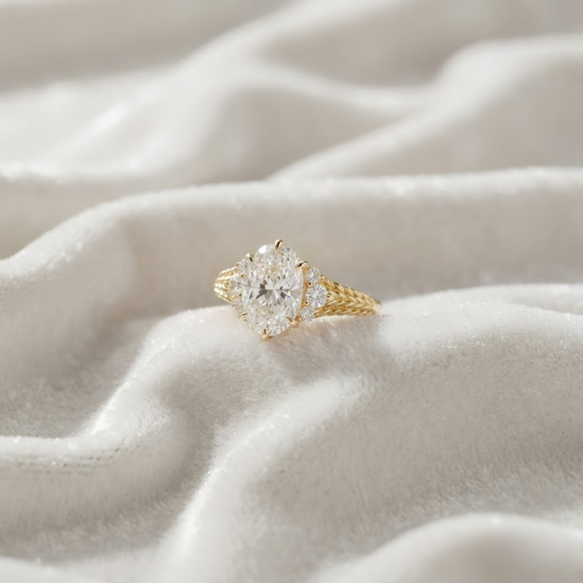 Antique Cut Oval Lab Grown Engagement Ring